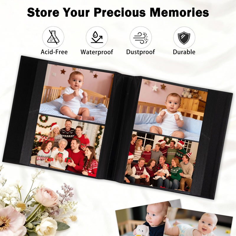 Aevdor 320 Pockets 5x7 Photo Album,Extra Large Capacity Linen Cover Family Wedding Picture Albums Holds 320 Photos, Albums Book for Baby Vacation Anniversary Travel Memories Pictures, Black - Image 3
