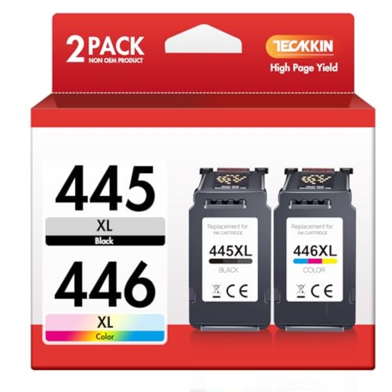 445XL 446XL PG-445 CL-446XL Ink Cartridge Replacement for Canon 445 446 XL Ink Cartridge Combo Pack for Canon 445 446 work with Canon Lp2840 Mg2440 Mg2540 Mg2940 Printer 2 Pack, Black and Tri-Color - Image 1