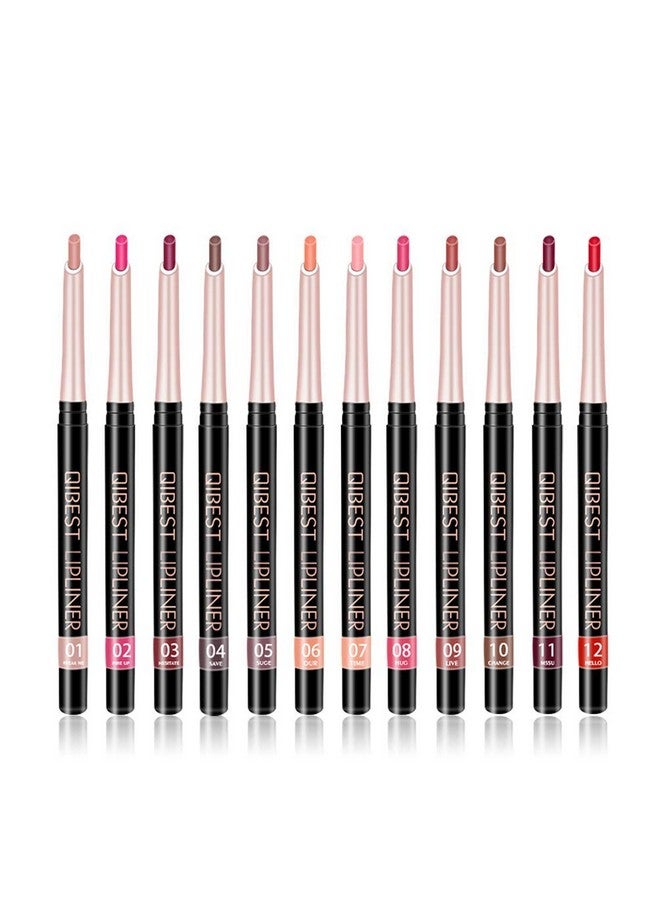 QiBest 12 Colors Lip Liner Pencil Waterproof Non Marking Matt Velvet Lipstick Pen （12Pcs Lot Set） - Image 1