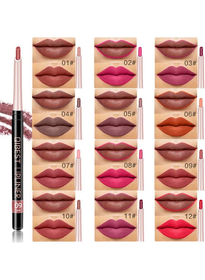 QiBest 12 Colors Lip Liner Pencil Waterproof Non Marking Matt Velvet Lipstick Pen （12Pcs Lot Set） - Image 3