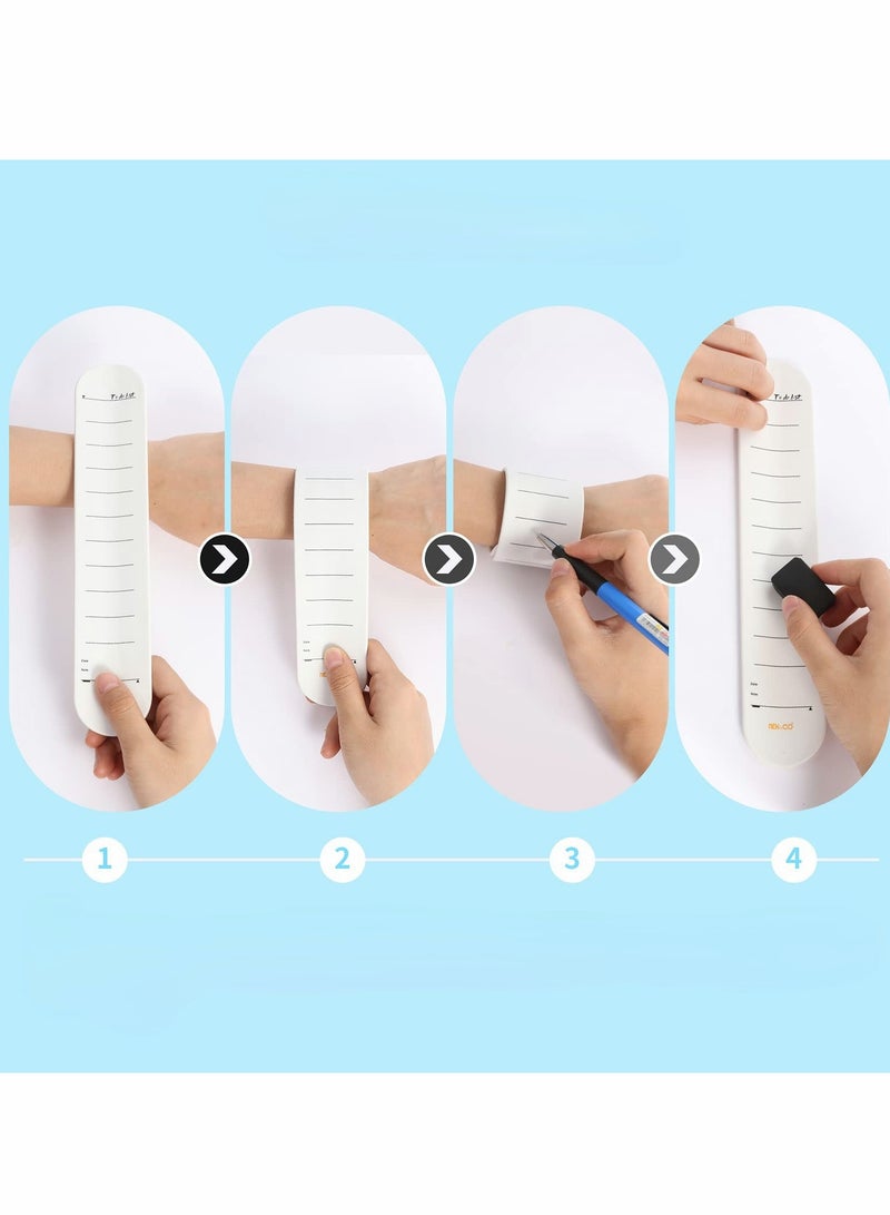 Excefore أساور دفتر الملاحظات القابلة للارتداء للممرضات، سوار تذكير سيليكون للكتابة على الملاحظات، ملاحظات لاصقة قابلة للمسح الجاف مع مسطرة، هدایا ل ADHD، الخرف، فنيو الحيوانات، (أبيض) 2 قطع - Image 2