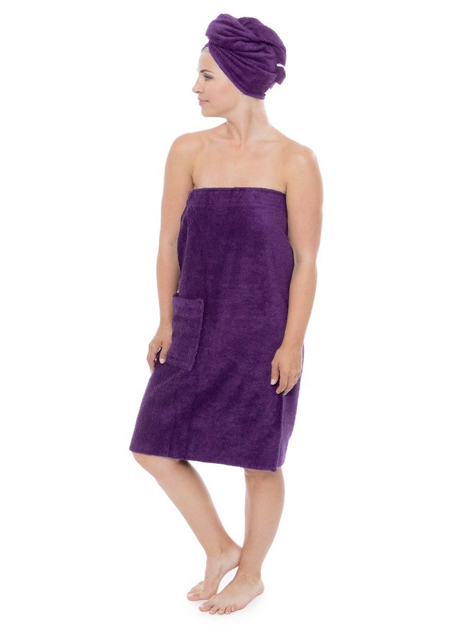 TexereSilk Women's Spa Towel & Head Wrap Set - Modal & Organic Cotton Blend (Purple, 2X/3X) - Image 1