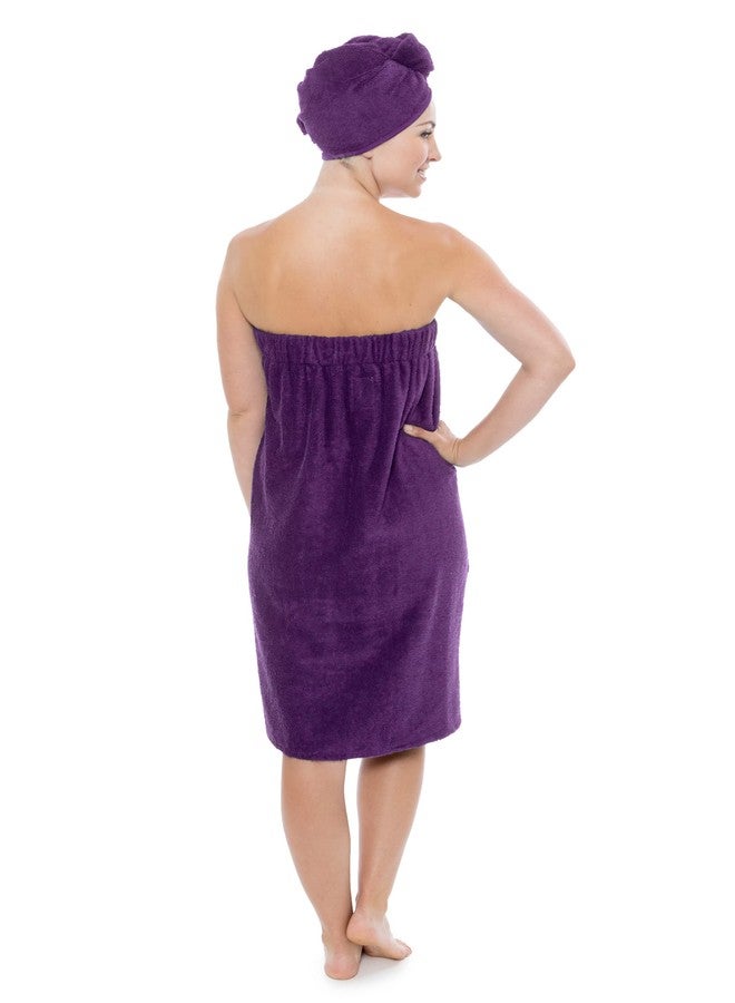 TexereSilk Women's Spa Towel & Head Wrap Set - Modal & Organic Cotton Blend (Purple, 2X/3X) - Image 2