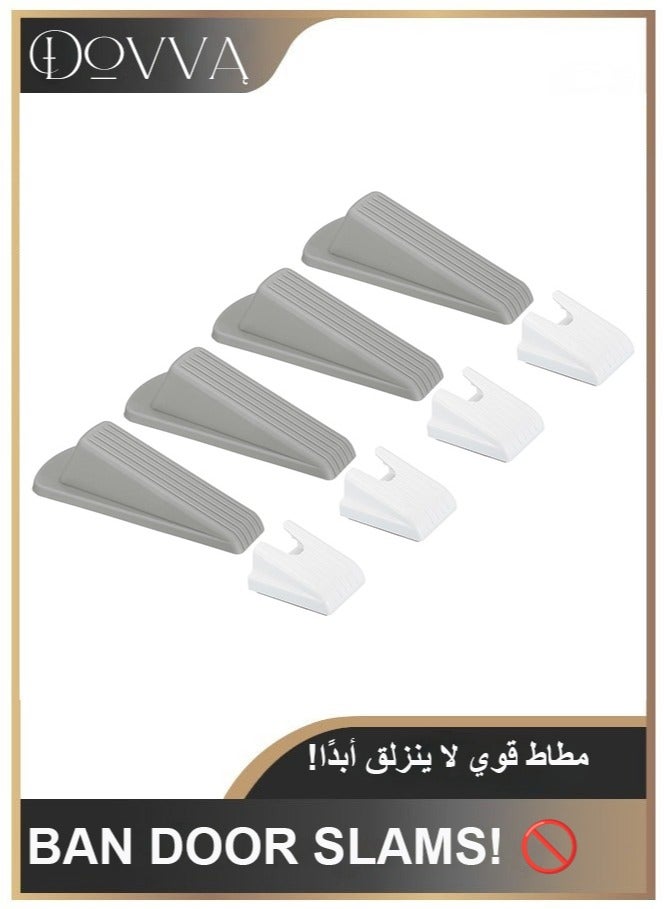 4 Pcs Door Stoppers, Door Stop Doorstop Rubber Door Stopper Wedge Large Door Wedge Sturdy with Storage Box for Bottom of Door Floor Inside, Grey - Image 1