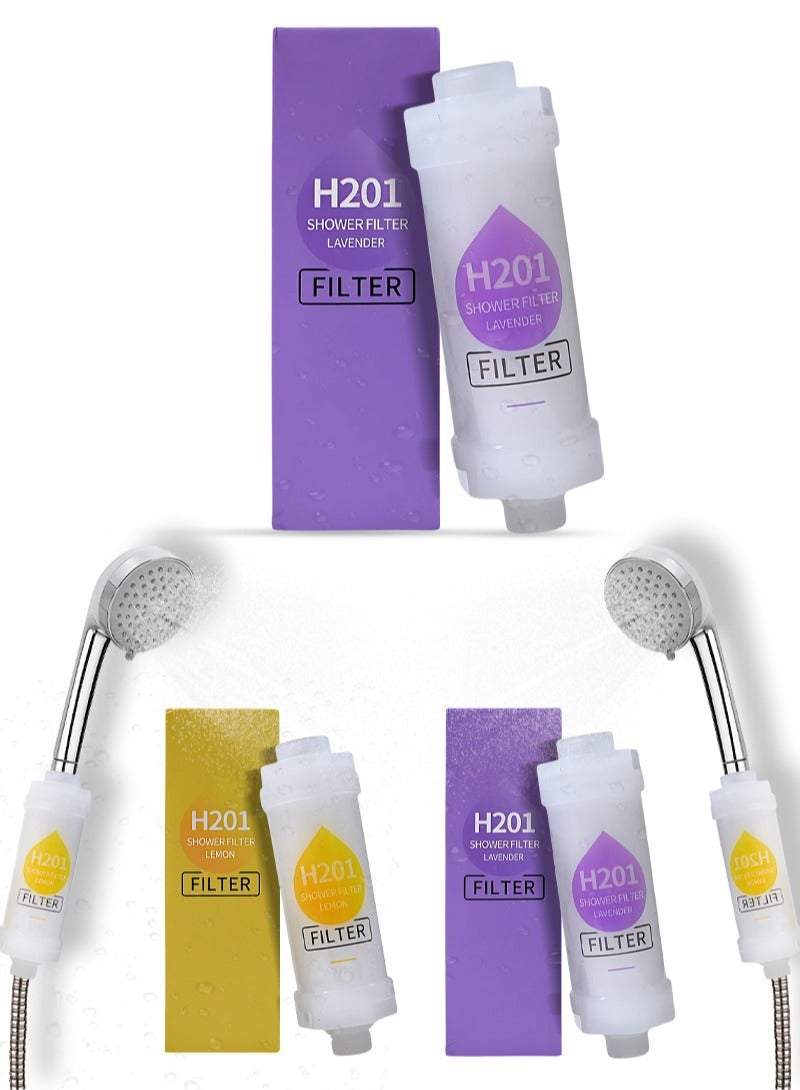 أيه بي جي فلتر دش فيتامين سي عدد 2 – فلتر رأس دش عالمي مع خرز عطري، لإزالة الكلور والفلورايد، منعم لمياه الاستحمام القاسية لبشرة وشعر صحيين (لافندر + ليمون) - Image 1