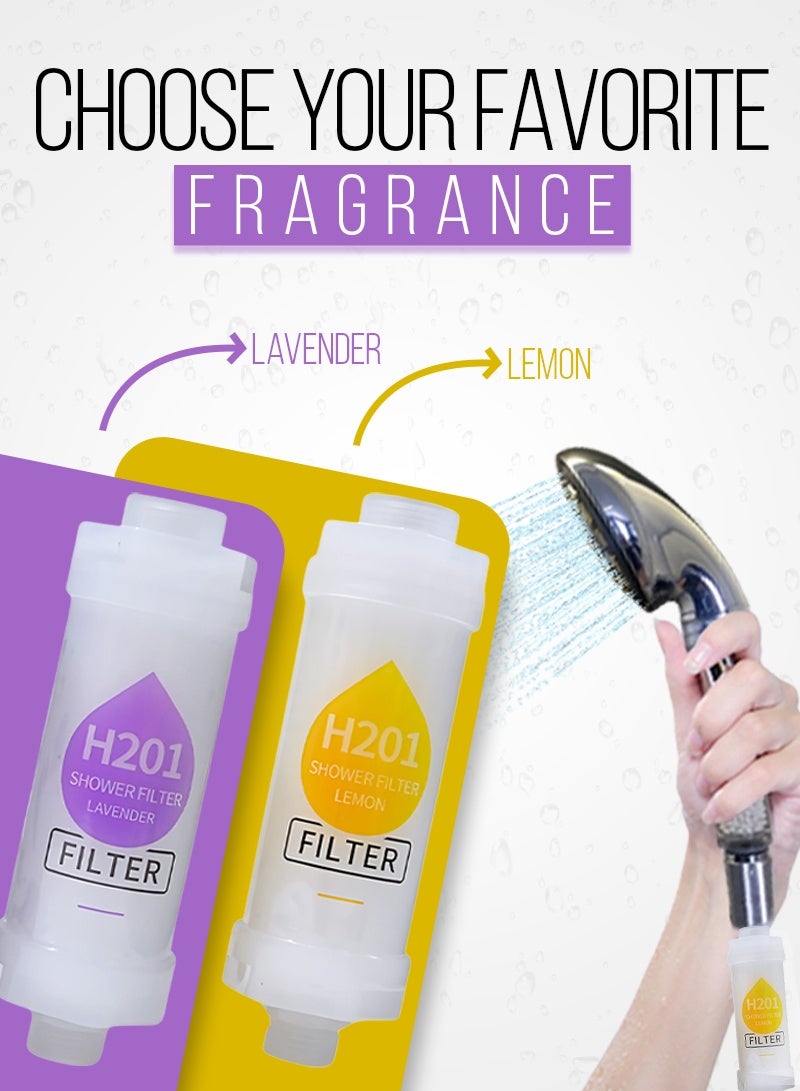 أيه بي جي فلتر دش فيتامين سي عدد 2 – فلتر رأس دش عالمي مع خرز عطري، لإزالة الكلور والفلورايد، منعم لمياه الاستحمام القاسية لبشرة وشعر صحيين (لافندر + ليمون) - Image 2