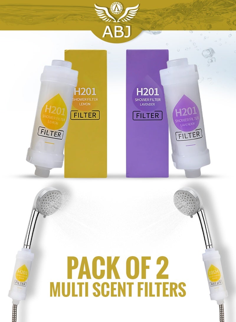 ABJ 2-Pack Vitamin C Shower Filter – Universal Shower Head Filter with Aromatherapy Beads, Chlorine & Fluoride Removal, Hard Water Softener for Healthy Skin & Hair (Lavender + Lemon) - Image 1
