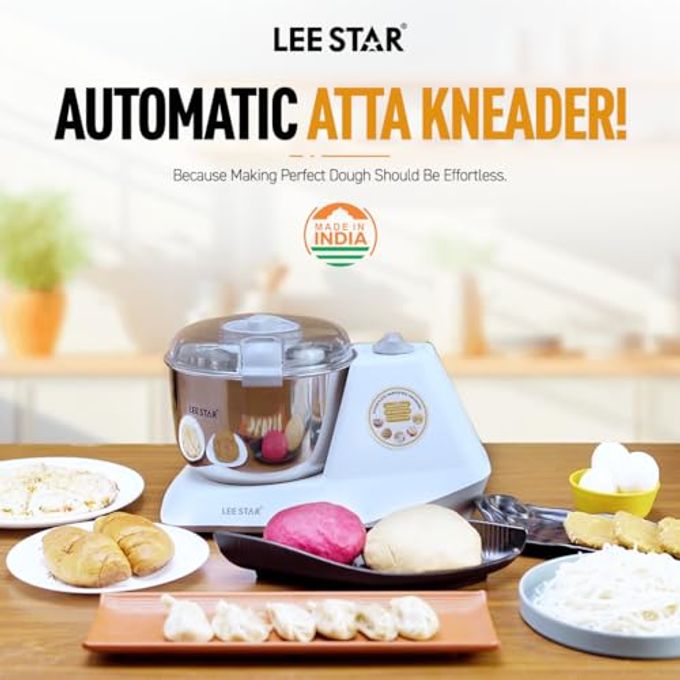 LEE STAR Automatic Electric Atta Kneader, Dough Mixer Machine, Atta Kneader Machine with 3L Stainless Steel Bowl, 650W White (LE-837) - Image 2