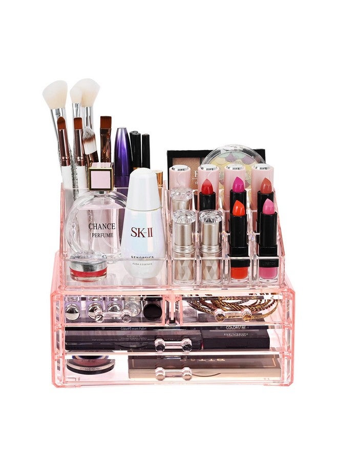 Ikee Design Pink Jewelry & Cosmetic Storage Display Boxes Two Pieces Set, Organizer Makeup Holder, for Vanity - Image 2