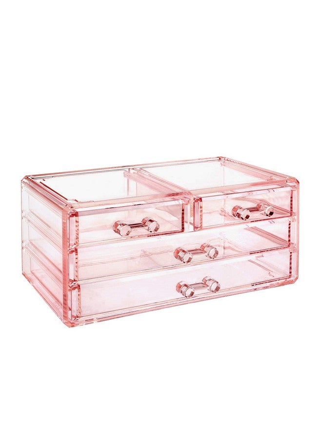 Ikee Design Pink Jewelry & Cosmetic Storage Display Boxes Two Pieces Set, Organizer Makeup Holder, for Vanity - Image 4
