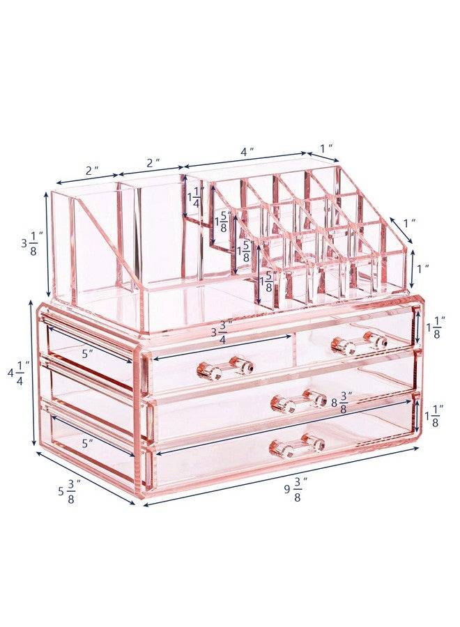Ikee Design Pink Jewelry & Cosmetic Storage Display Boxes Two Pieces Set, Organizer Makeup Holder, for Vanity - Image 1