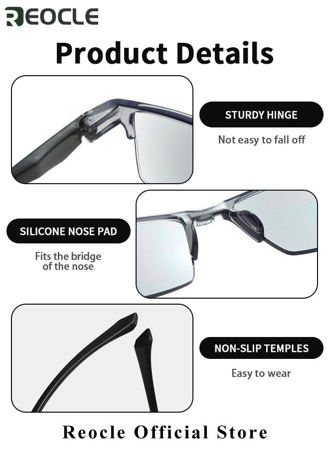 REOCLE - Anti Blue Ray Reading Glasses Portable Ultra-Light Readers Progressive Multifocus Computer Reading Glasses Multi Focus Eyeglasses Eyewear Anti Glare Eye Strain Ultralight for Men and Women - Image 1