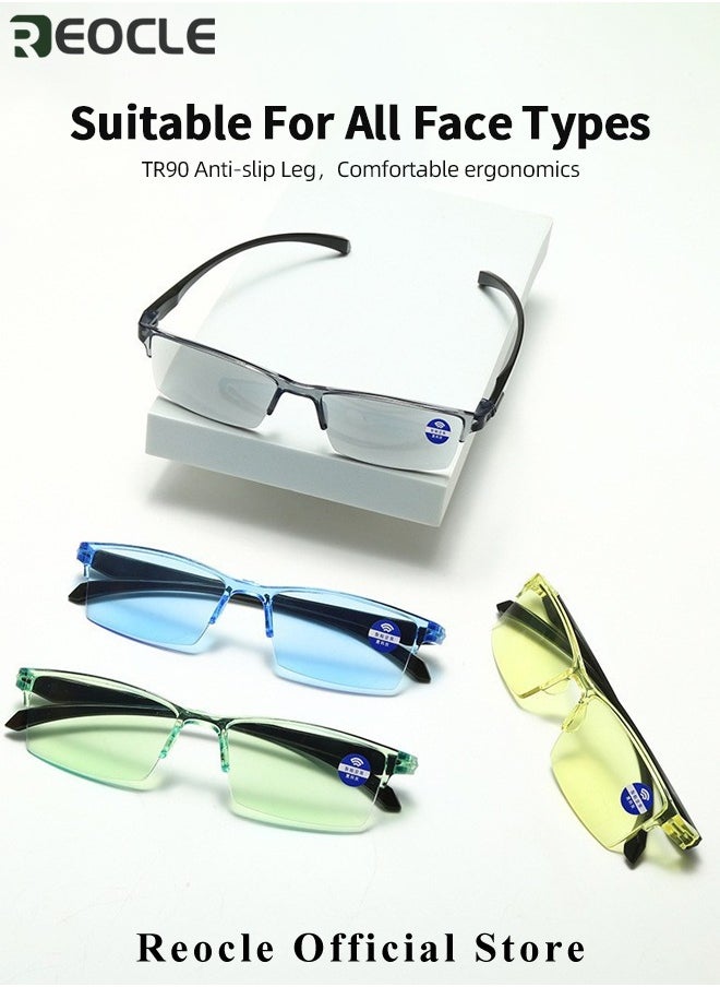 REOCLE - Anti Blue Ray Reading Glasses Portable Ultra-Light Readers Progressive Multifocus Computer Reading Glasses Multi Focus Eyeglasses Eyewear Anti Glare Eye Strain Ultralight for Men and Women - Image 1