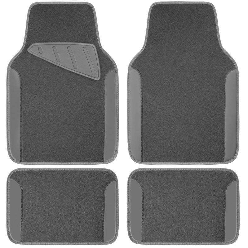CAR PASS Waterproof Universal Fit Car Floor Mats, Car Mats Fit for SUV,Vans,sedans, Trucks,Set of 4pcs Car Carpet with Driver Heel Pad (All Gray) - Image 1