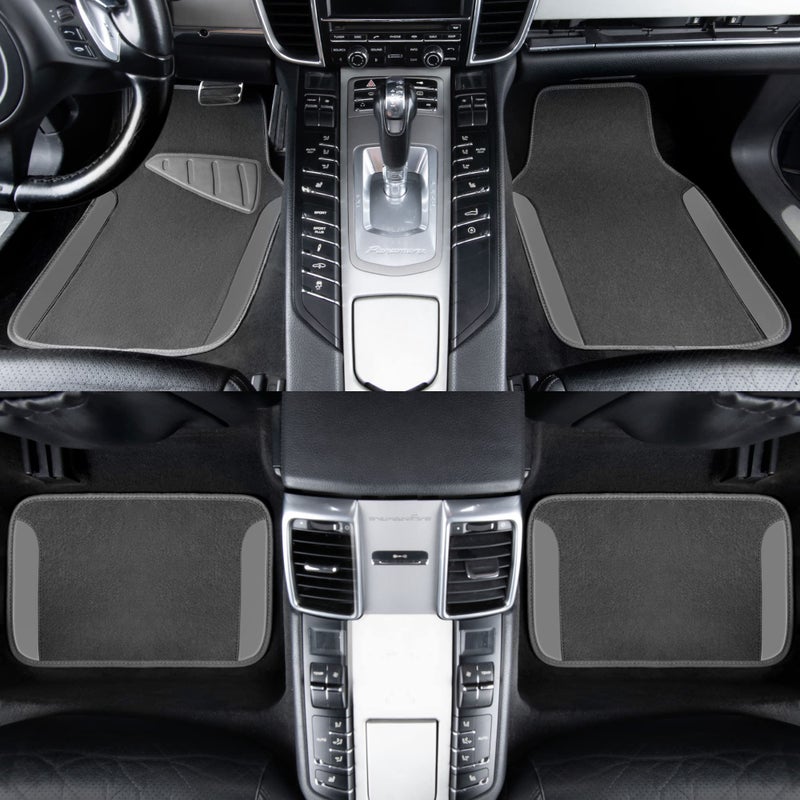 CAR PASS Waterproof Universal Fit Car Floor Mats, Car Mats Fit for SUV,Vans,sedans, Trucks,Set of 4pcs Car Carpet with Driver Heel Pad (All Gray) - Image 3