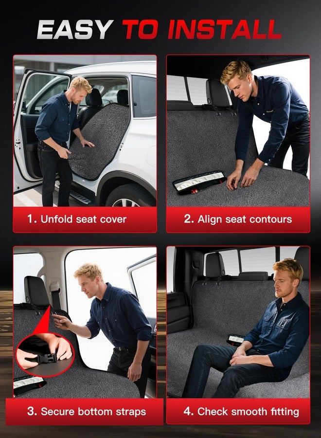 TESFEEL Waterproof Towel Back Seat Cover for Car, Truck, Van & SUV - Durable Rear Bench Seat Cover for Kids & Dogs, Seat Back Protector Easy to Install (Gray) - Image 4