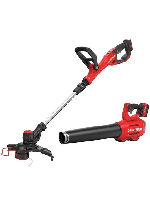 CRAFTSMAN V20 String Trimmer and Leaf Blower Combo Kit Cordless CMCK297M1