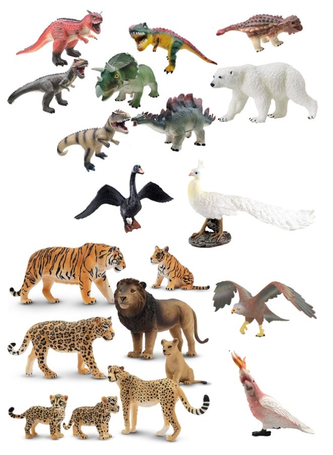 Crazy Boss 16PCS Animal & Dinosaur Toy Set for Kids | Realistic Wild Animals, Birds & Dino Figures | Educational Play Toy Collection - Image 1