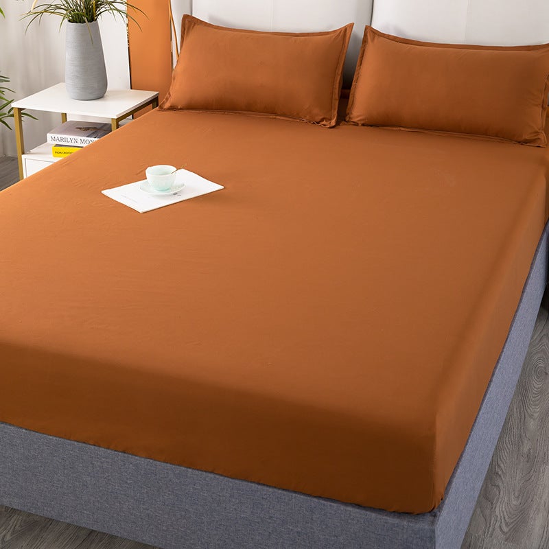 Solid Color Bedspread Elastic Fitted Bed Skirt Set Coffee 