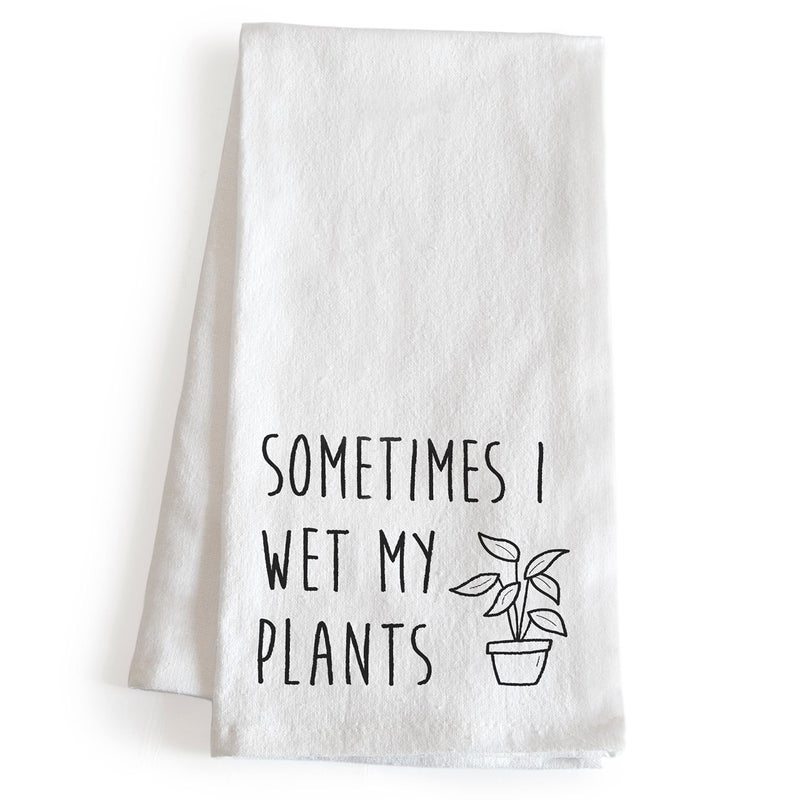 MAINEVENT Sometimes I Wet My Plants Kitchen Towel 18x24 Inch Kitchen Funny Dish Towel Saying Plant Lady Gift