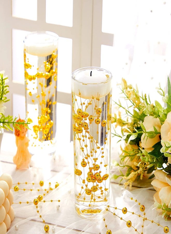 Geosar 48 Pcs Artificial Pearls Strings for Floating Candles Faux Vase Fillers Decorative Bead Garlands for Wedding Table Centerpieces Decorations Party Crafts(Gold) - Image 5