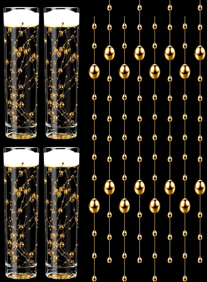 Geosar 48 Pcs Artificial Pearls Strings for Floating Candles Faux Vase Fillers Decorative Bead Garlands for Wedding Table Centerpieces Decorations Party Crafts(Gold) - Image 1