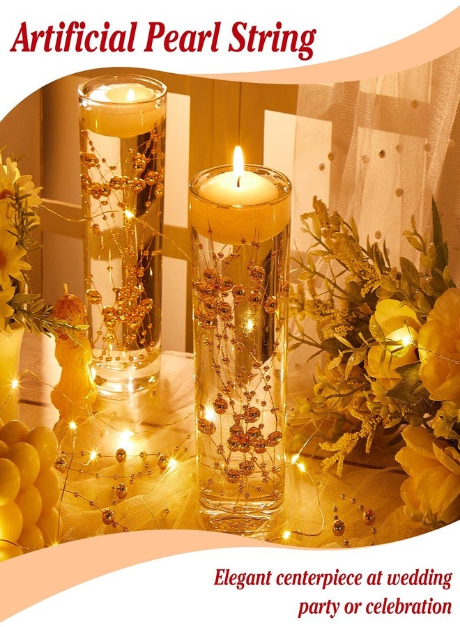Geosar 48 Pcs Artificial Pearls Strings for Floating Candles Faux Vase Fillers Decorative Bead Garlands for Wedding Table Centerpieces Decorations Party Crafts(Gold) - Image 4