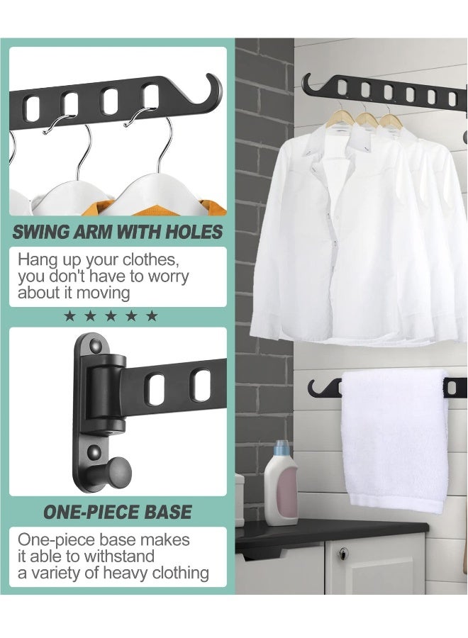حامل ملابس مثبت على الحائط بذراع دوارة، رف مجفف لغرفة الغسيل، خطاف طي، متين وقابل للطي، دوران 180 درجة - Image 2