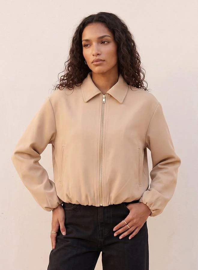 Splash FAV Smart Crepe Bomber Jacket with Zip Closure