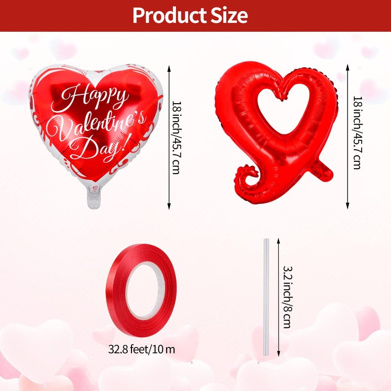 ADXCO 20 Happy Valentines Day Balloons - Red and Pink Aluminum Foil Heart Shaped Balloons with 'I Love You' Message and Ribbon for Wedding Decor and Romantic Photo Props - Image 3