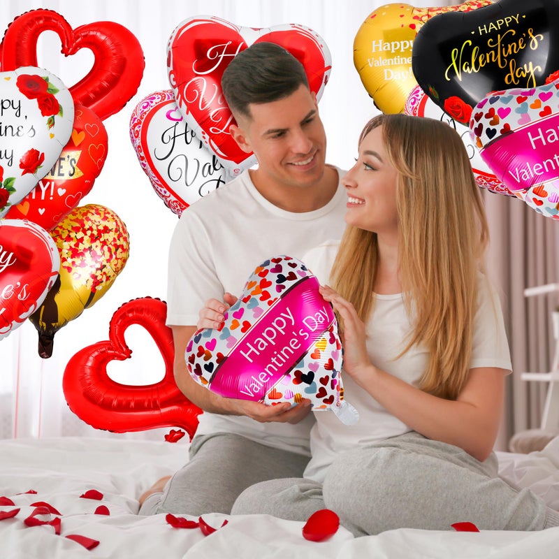 ADXCO 20 Happy Valentines Day Balloons - Red and Pink Aluminum Foil Heart Shaped Balloons with 'I Love You' Message and Ribbon for Wedding Decor and Romantic Photo Props - Image 5