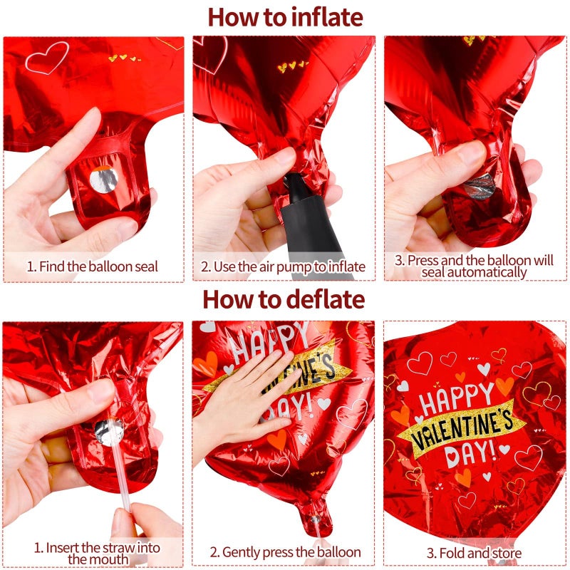 ADXCO 20 Happy Valentines Day Balloons - Red and Pink Aluminum Foil Heart Shaped Balloons with 'I Love You' Message and Ribbon for Wedding Decor and Romantic Photo Props - Image 4