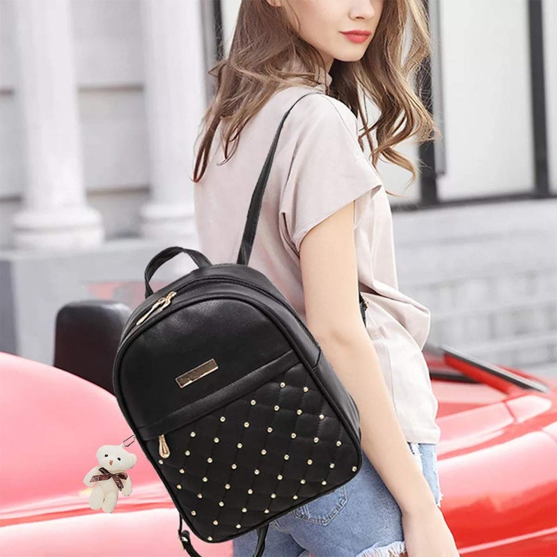 TYPIFY ® Teddy Keychain Faux Leather Backpack for Women – Stylish, Lightweight, Spacious Bag for School, Office, College & Travel – Trendy Everyday Use Backpack for Girls | Gift for Her - Image 5