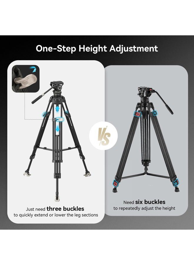 SmallRig AD-100 FreeBlazer Heavy-Duty Carbon Fiber Tripod System, 78" Video Tripod with One-Step Locking System, 360° Fluid Head and Dual-Mode Quick-Release Plate, Max Load 22 lbs for Camera -3989 - Image 3