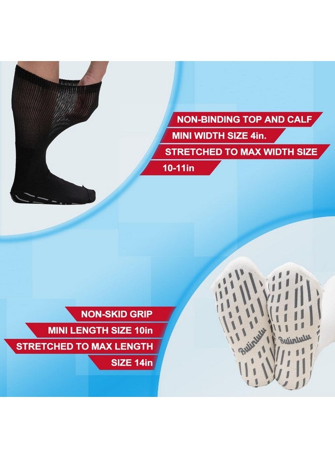 Bulinlulu Bulinlulu Extra Width Diabetic Socks Women Men-4 Pairs Super Wide Edema Sock for Swollen Feet,Non Slip Cast Bariatric Hospital,Extra Width neuropathy Lymphedema Socks with Grips- 4 Black - Image 3