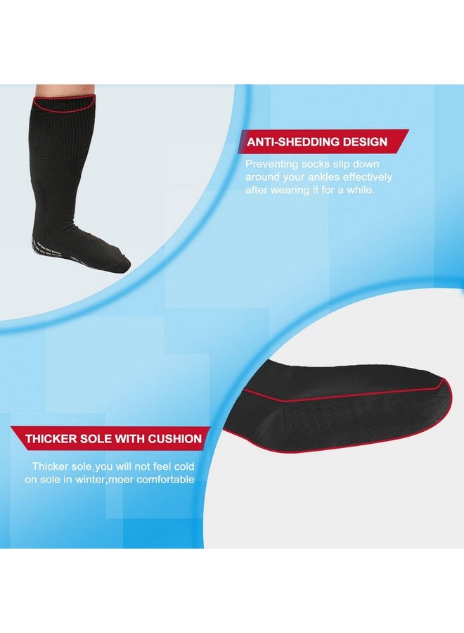 Bulinlulu Bulinlulu Extra Width Diabetic Socks Women Men-4 Pairs Super Wide Edema Sock for Swollen Feet,Non Slip Cast Bariatric Hospital,Extra Width neuropathy Lymphedema Socks with Grips- 4 Black - Image 4