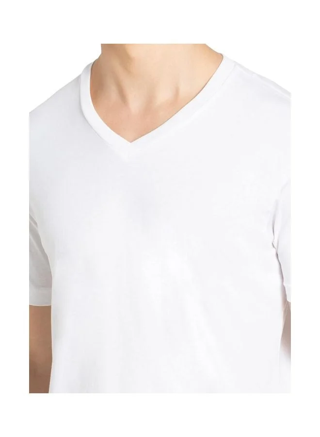 Jockey WHITE 2726 Men Super Combed Cotton Rich Solid V Neck Half Sleeve T Shirt for Men | Best Price UAE