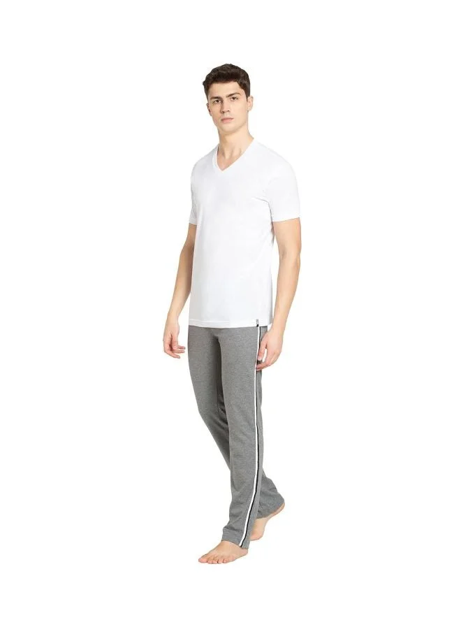 Jockey WHITE 2726 Men Super Combed Cotton Rich Solid V Neck Half Sleeve T Shirt for Men | Best Price UAE