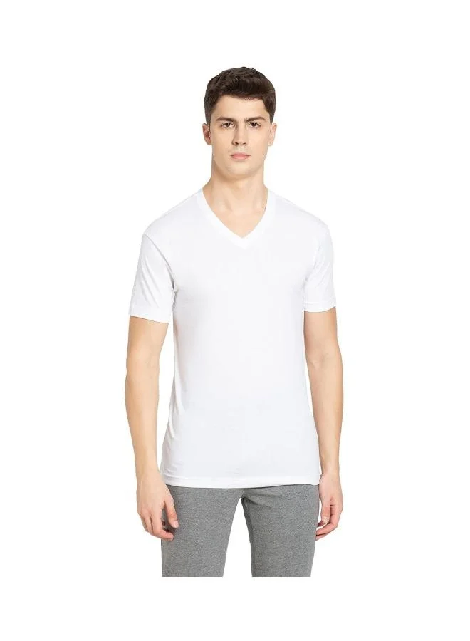 JOCKEY 2726 Men Super Combed Cotton Rich Solid V Neck Half Sleeve T Shirt