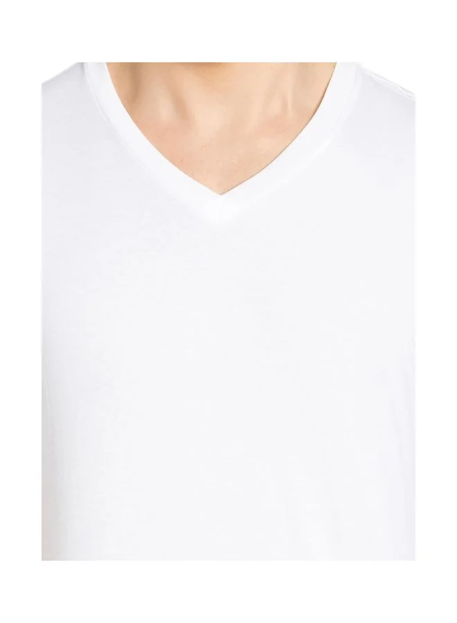 Jockey WHITE 2726 Men Super Combed Cotton Rich Solid V Neck Half Sleeve T Shirt for Men | Best Price UAE