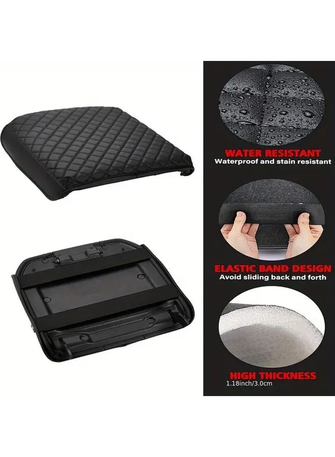 Vinyl Faux Leather Armrest Cover For Central Console Black Scratch Resistant - Image 5