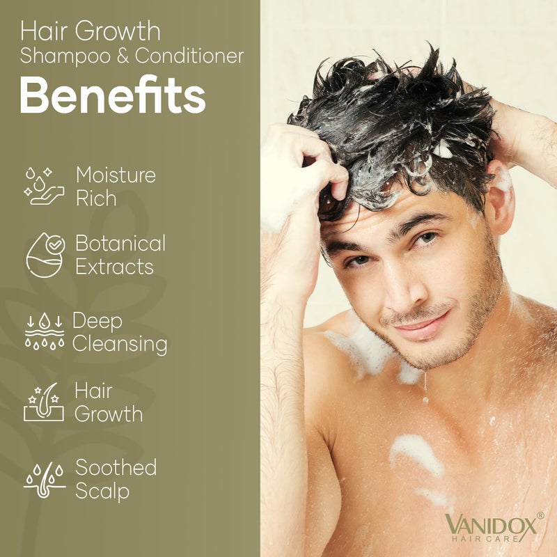 VANIDOX Carbonic Acid Shampoo and Conditioner for Men and Women, Deep Moisturizing Conditioner, Thickens, Softens, & Smooths Set for Hair Growth and Repair, Made in USA - 16 Fl Oz Each - Image 3