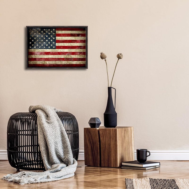 Pyradecor Vintage American Flag Canvas Wall Art - Image 4