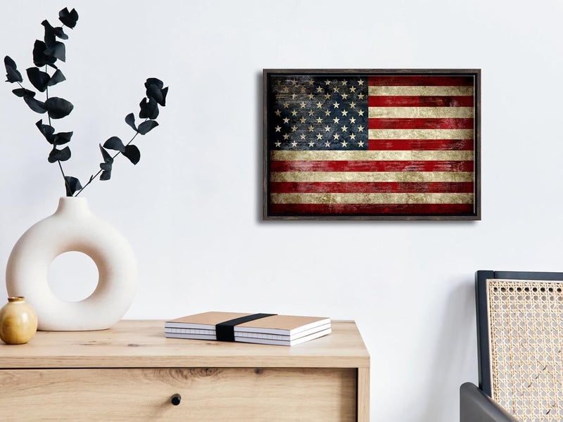 Pyradecor Vintage American Flag Canvas Wall Art - Image 2