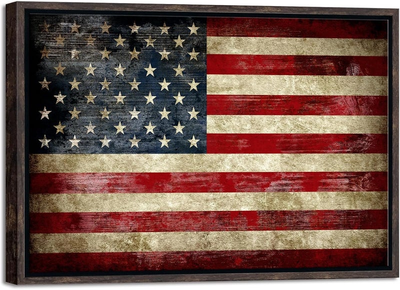 Pyradecor Vintage American Flag Canvas Wall Art - Image 1