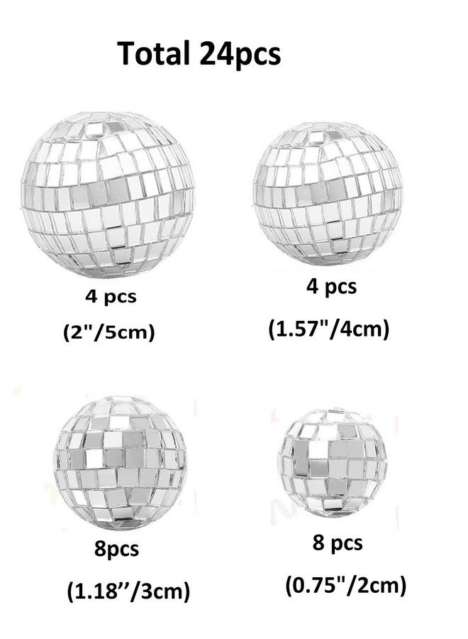YYaaloa 24pcs Disco Ball Cupcake Toppers 1970s Disco Ball Cake Picks 4 Size Disco Theme Cake Decorations for 70s 80s Disco Music Dance Themed Party Christmas Decorations Supplies Ornament (Silver 24pcs) - Image 2