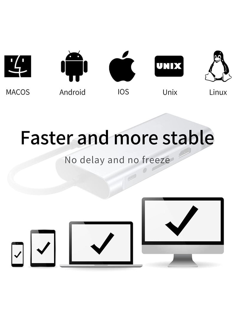 Arabest USB C Hub, 11 in 1 Docking Station with 4K HDMI, VGA, RJ45 Ethernet, 3.0 u0026 2.0, SD TF Card Reader, 100W PD Charging, 3.5mm Audio, Multiport Adapter for MacBook Pro Type Laptop  - Image 4
