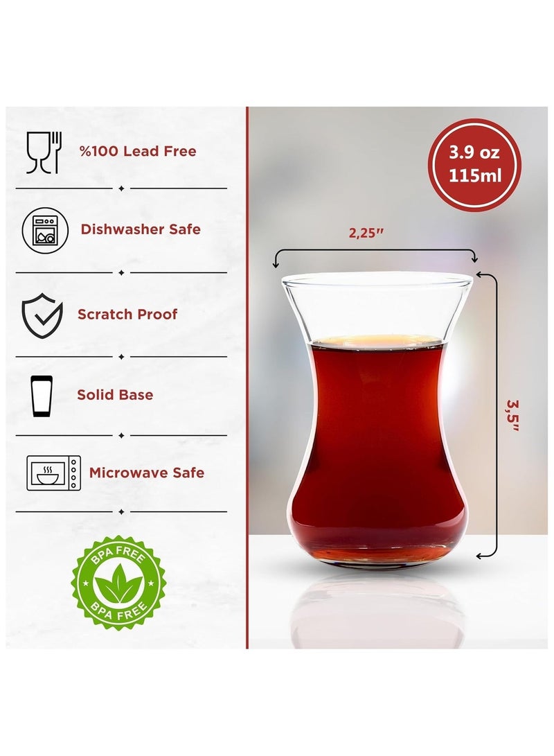 HOME ZONE Set of 4 Turkish Tea Cup Clear 115ml - Image 2