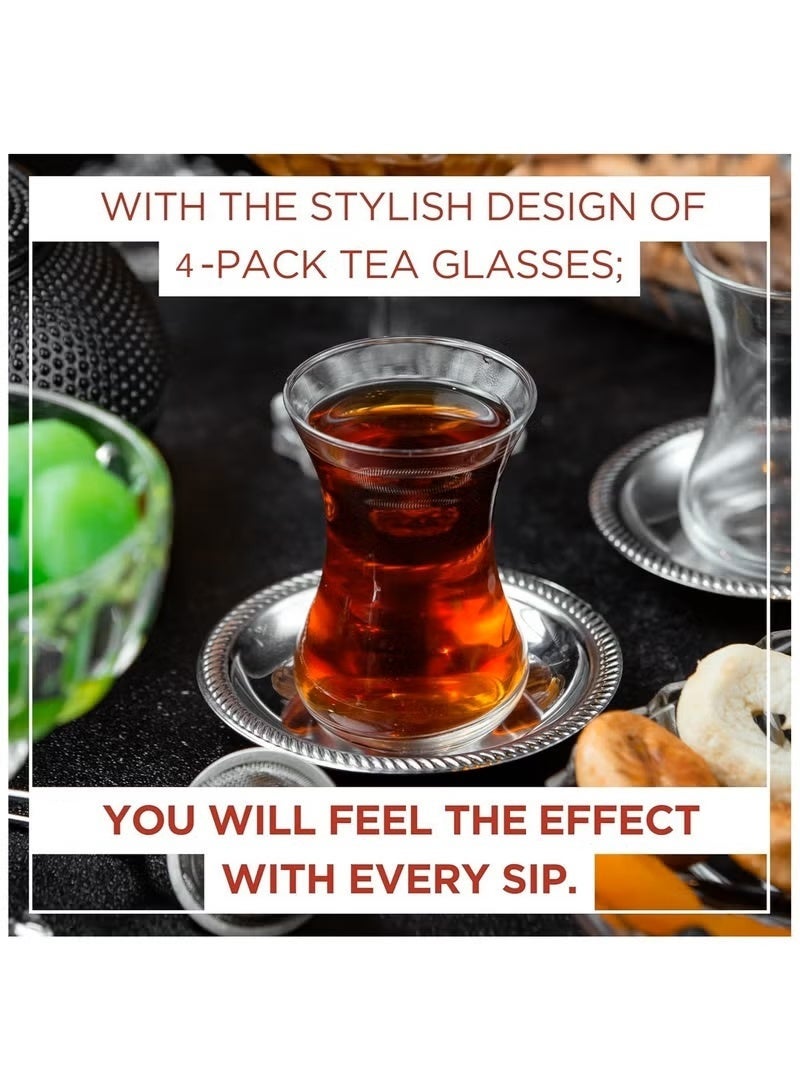 HOME ZONE Set of 4 Turkish Tea Cup Clear 115ml - Image 3