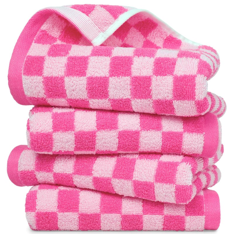 Jacquotha Pink Hand Towels 4 Pack Cotton Decorative Bathroom Hand Towel  Checkered Kitchen Decor for Her Women Girls Gifts 13 x 29